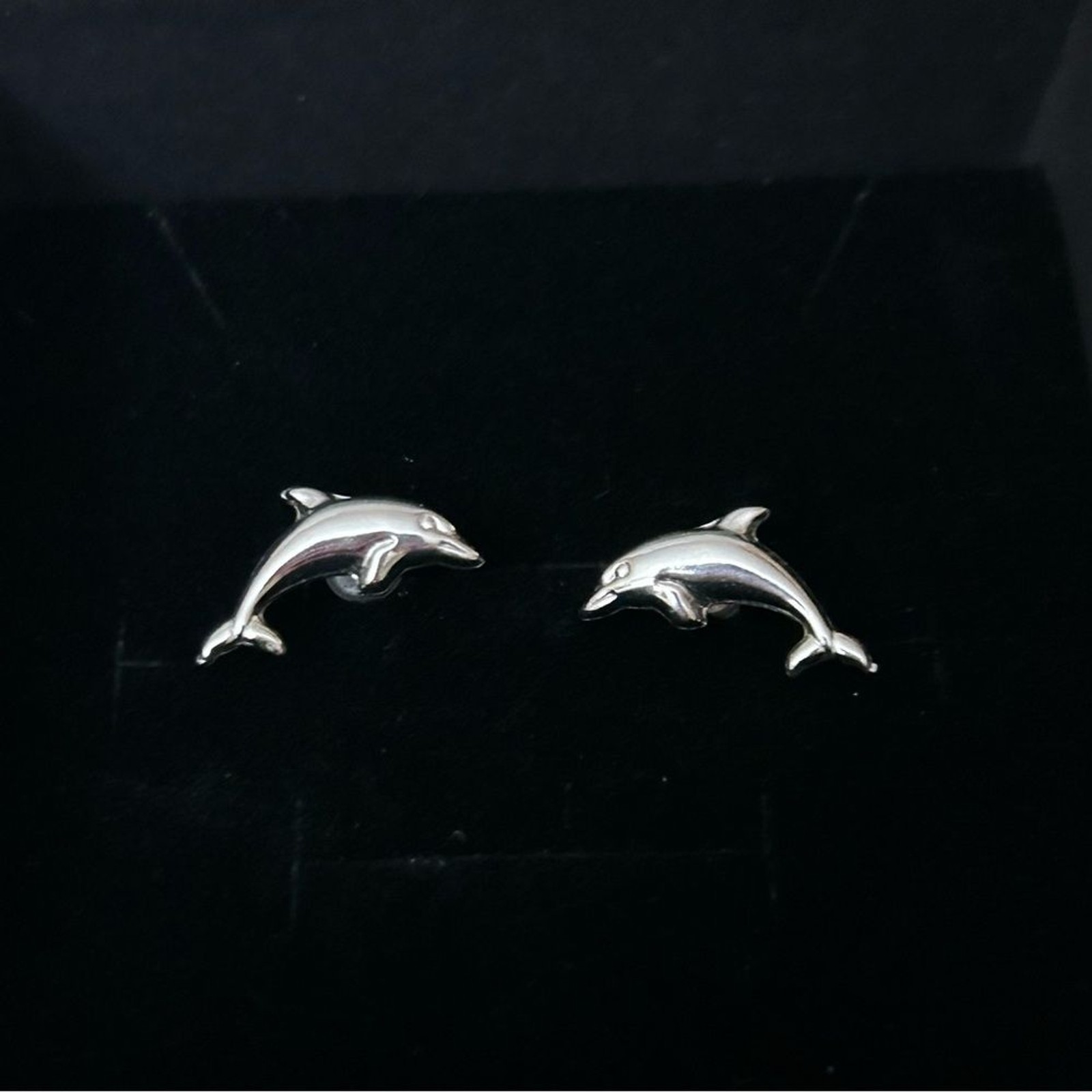 Silver Dolphin Post Earrings