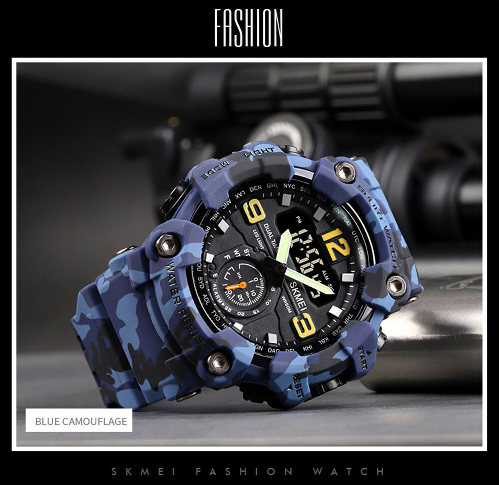 SKMEI Men Watch Shockproof Wristwatch Military Army Green Sport Digital Watches