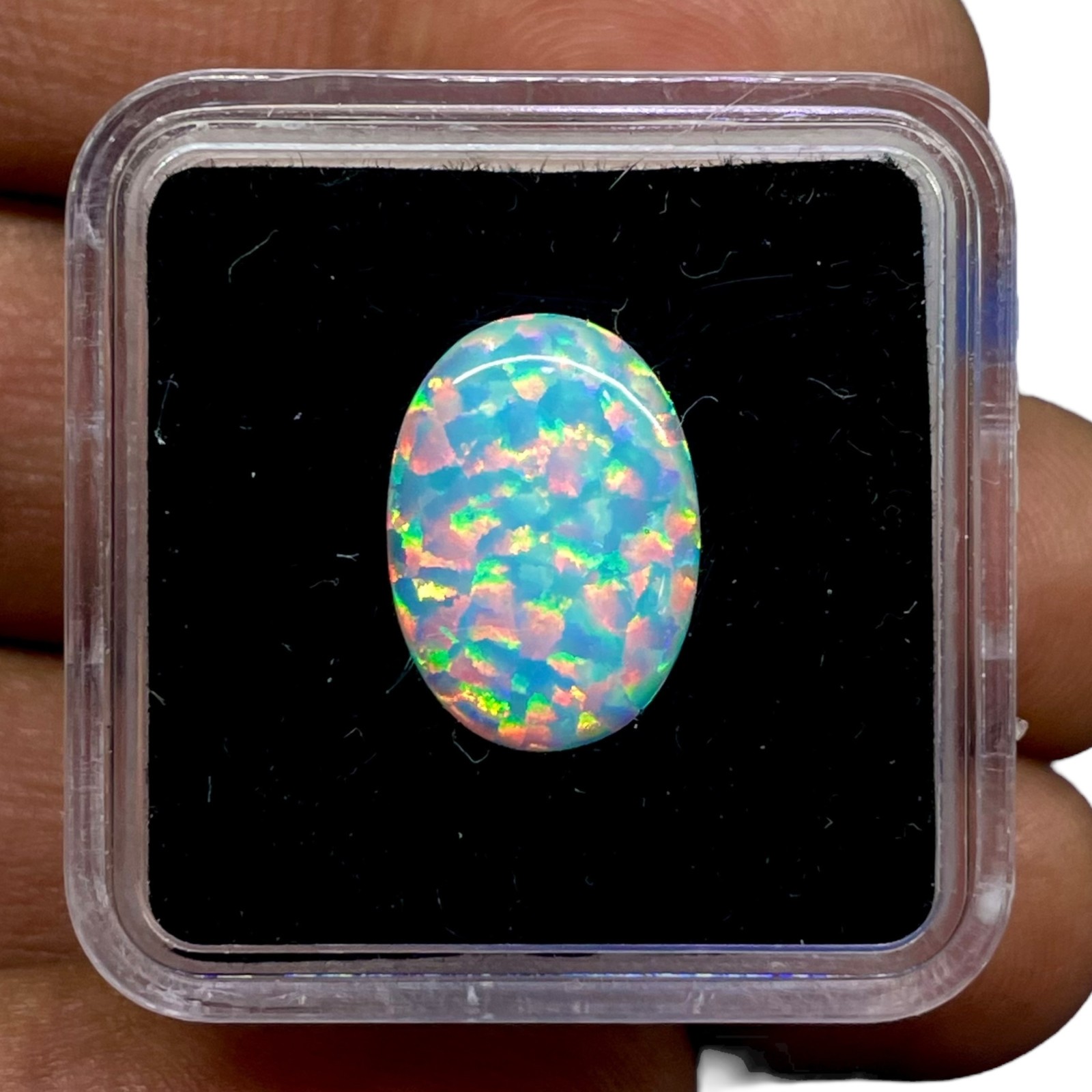 1.60 Cts Australian Opal 14x10mm Oval Cabochon AAA Quality Lab Created Gemstone