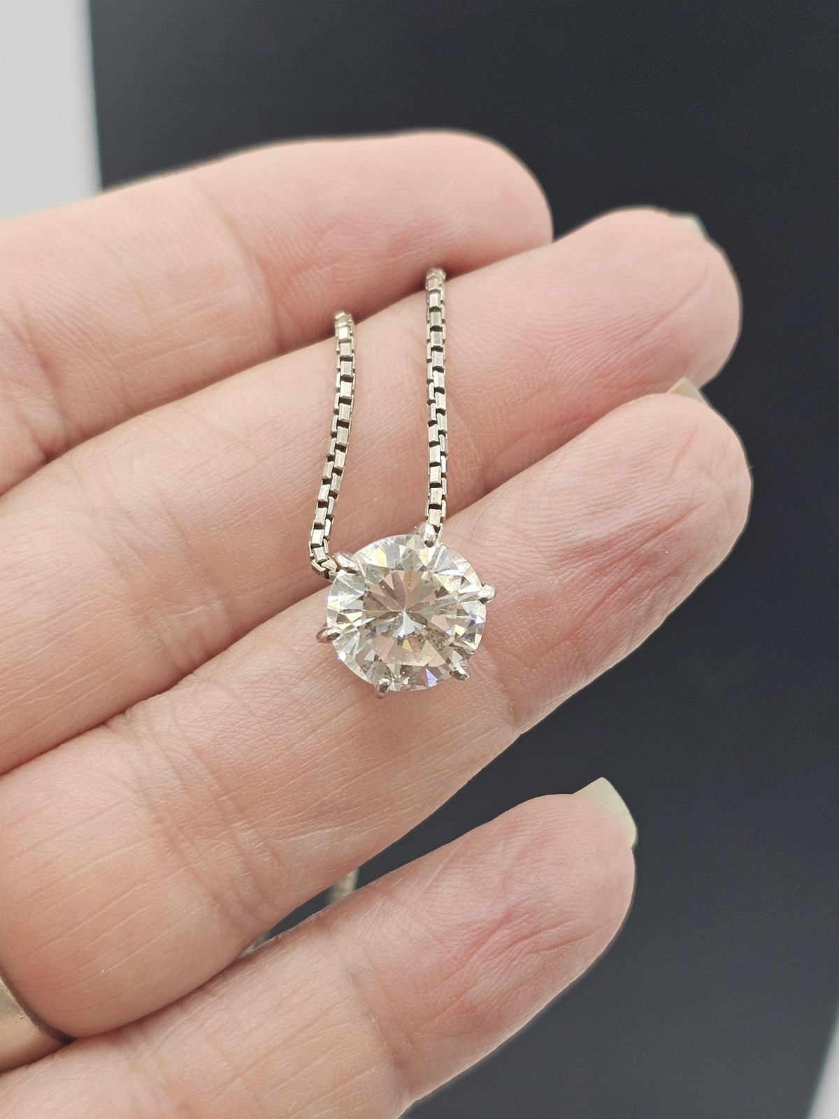 Sterling Silver 925 Round CZ Solitaire Pendant Necklace Box Chain 11mm 7.83g