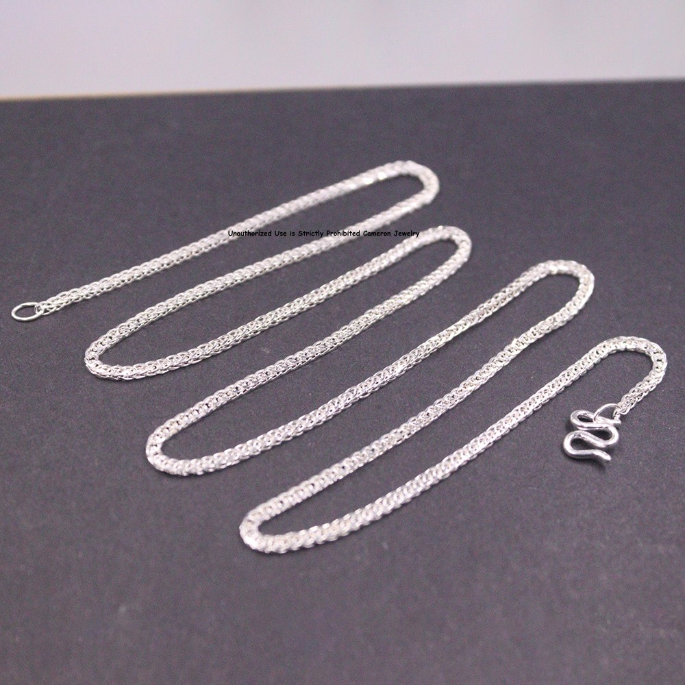 Pure S999 Fine Silver 999 Chain Men Women 1.3mm Wheat Link Necklace 4-5g 19.6in