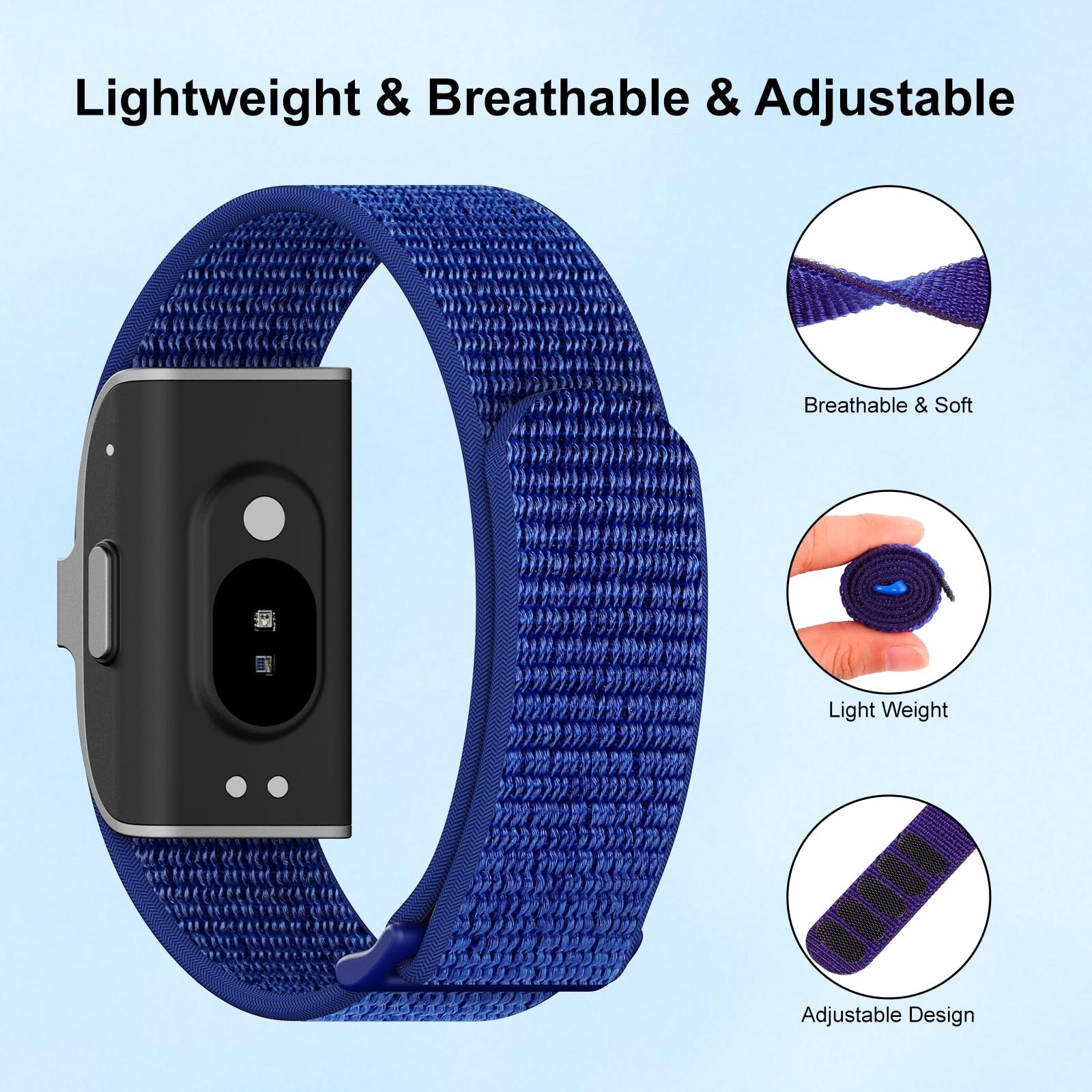 Nylon Loop Sport Replacement Strap for Fitness Tracker Band 1.0 – Adjustable & D