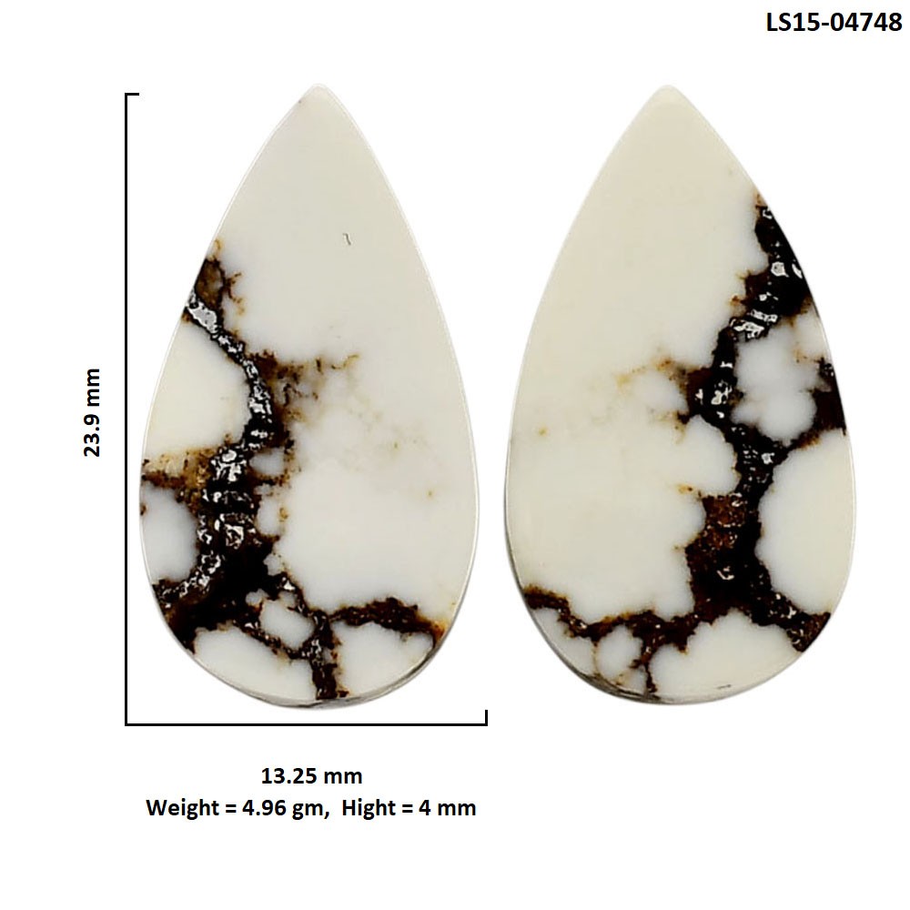 Natural Wild Horse Jasper Pair 13.25×23.9×4 mm Pear Polished Gemstone LS15-04748