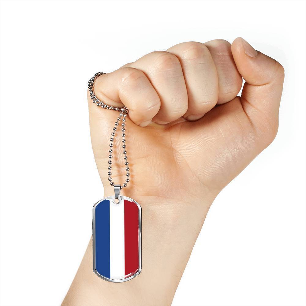 Netherlands Flag Necklace Netherlands Flag Dog Tag Necklace Stainless Steel 24″