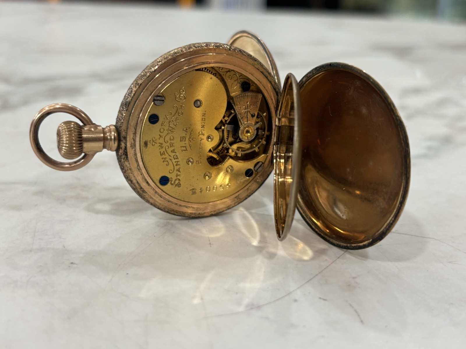 NY Standard Pocket Watch 40mm Case Gold Filled Parts/Repair ⚙ Has Engraving