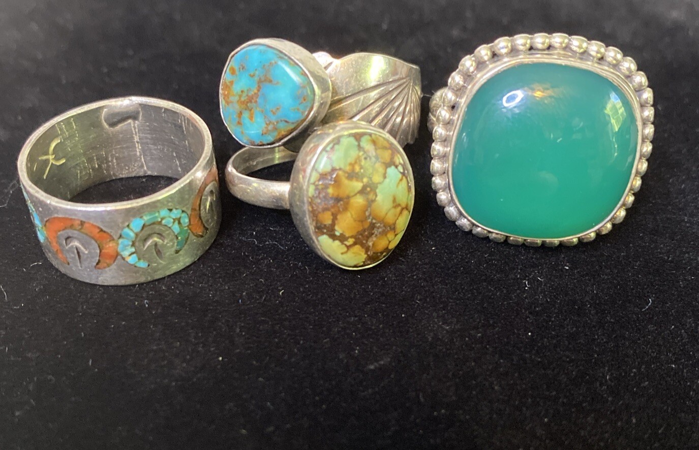 925 Sterling Silver Lot Of 4 Rings Sz. Varies Multiple Stones C11