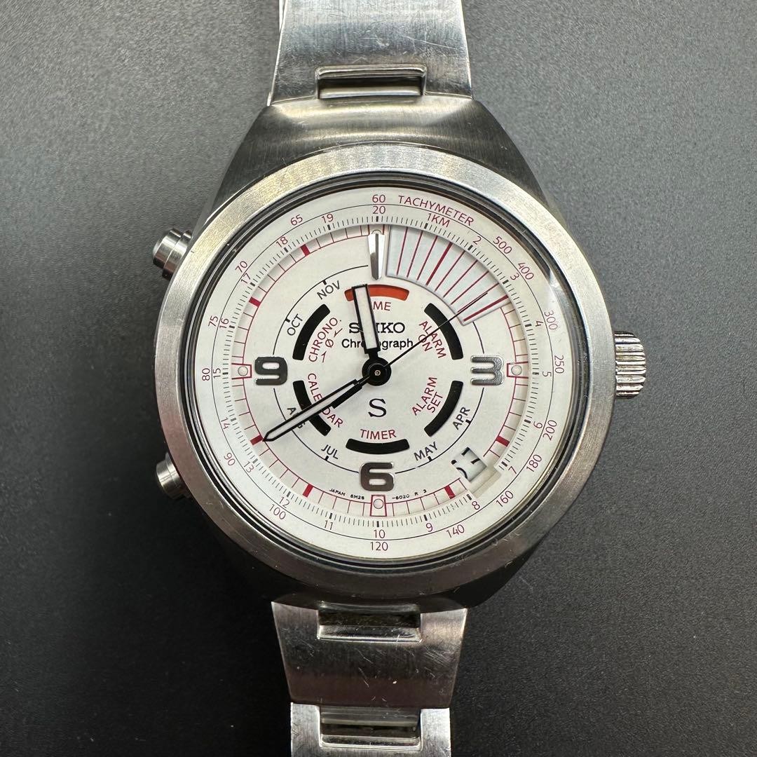 Seiko SUS Multi Function chronograph 6M26-6020 White Dial Working Condition