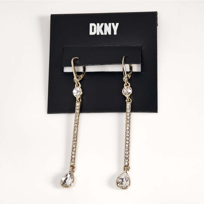 New DKNY Crystal Teardrop Drop Earrings Chic Women Party Vacation Jewelry Gift