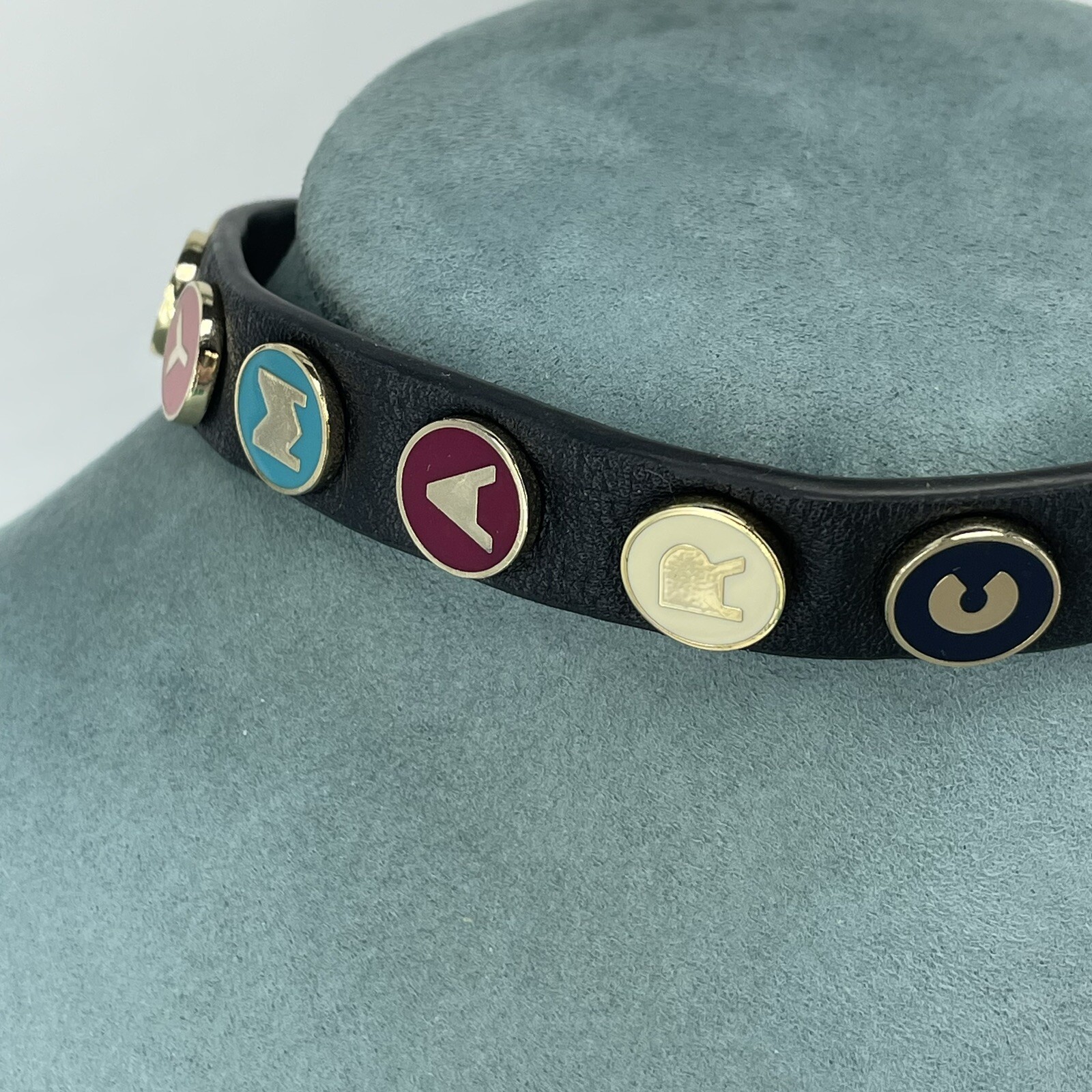 Marc Jacobs choker necklace black leather multicolour enamel spell out RETRO Y2K