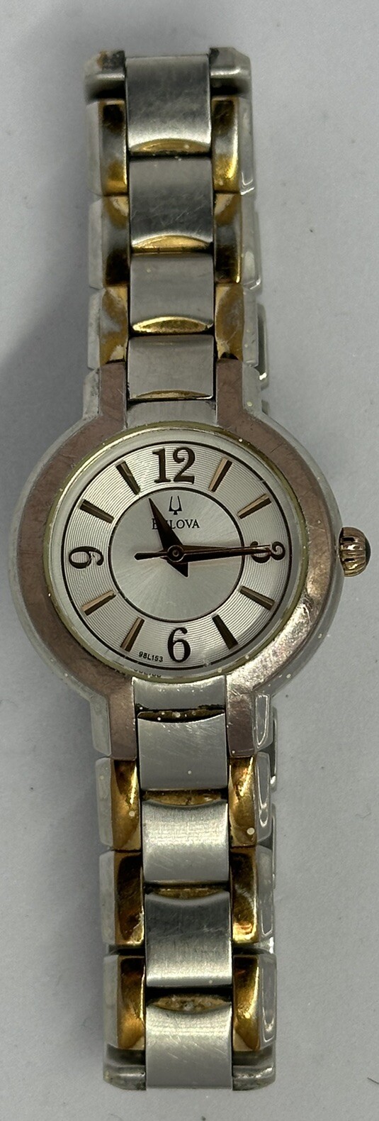 Bulova Watch New Battery Women Two Tone Silver Dial 27mm Round 98L153 6″