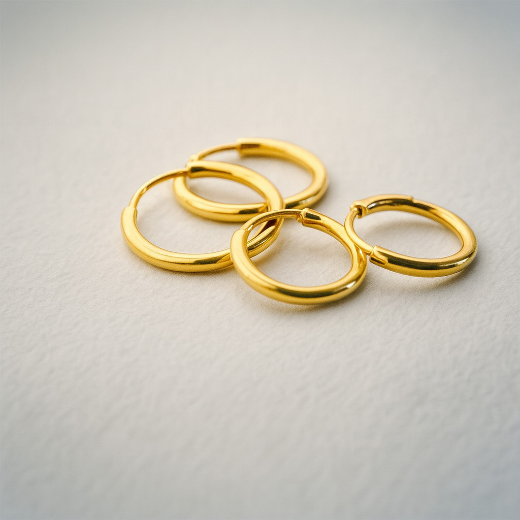 9CT GOLD SLEEPER HOOP EARRINGS – Sizes: 12mm / 14mm / 18mm / 24mm / 28mm Jewelry