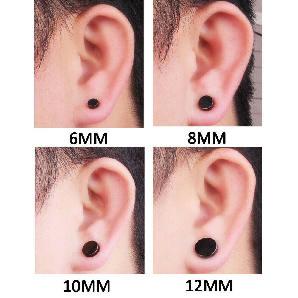 Men Women Stainless Steel Stud Earrings Magnetic Ear Plugs Non-Piercing Clip On