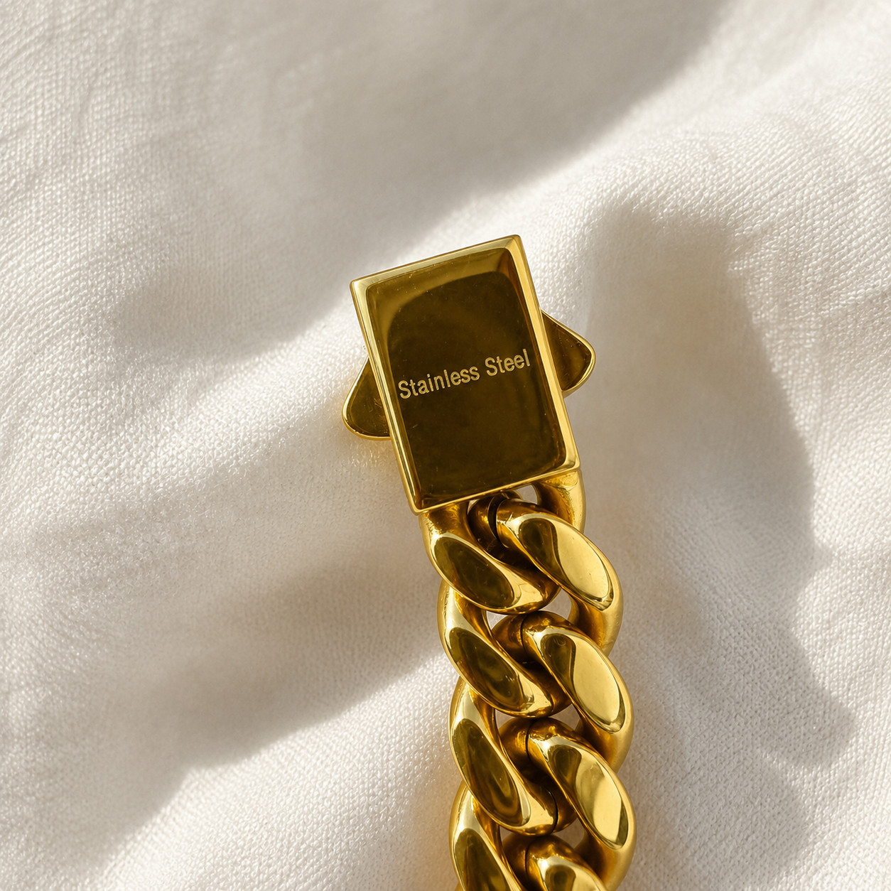 24K Gold Plated Stainless Steel 6,8mm Monaco Lock Cuban Chain Anklet 9-12 inches