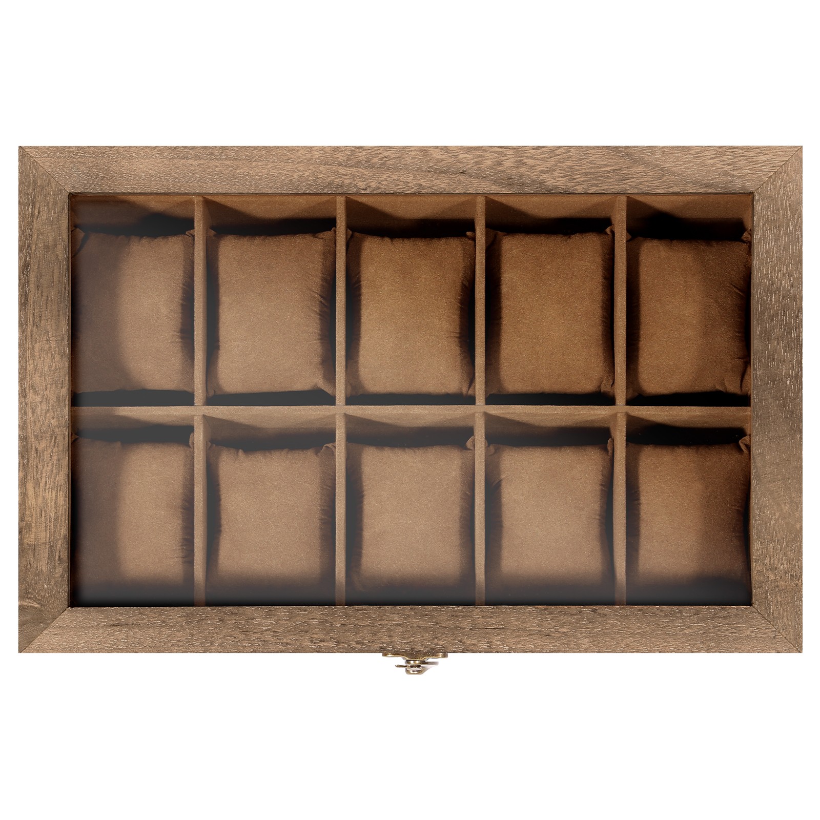10 Slots Watch Box Wooden Jewelry Organizer Display Case with Glass Lid Gift
