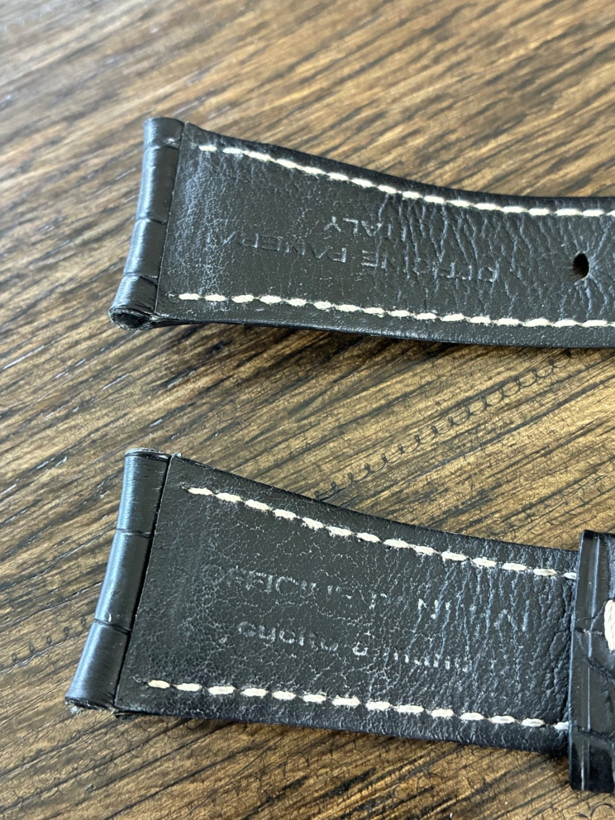 Panerai Mens Radiomir OEM Black Leather Strap Band 25.5mm / 20mm – Great Shape!!