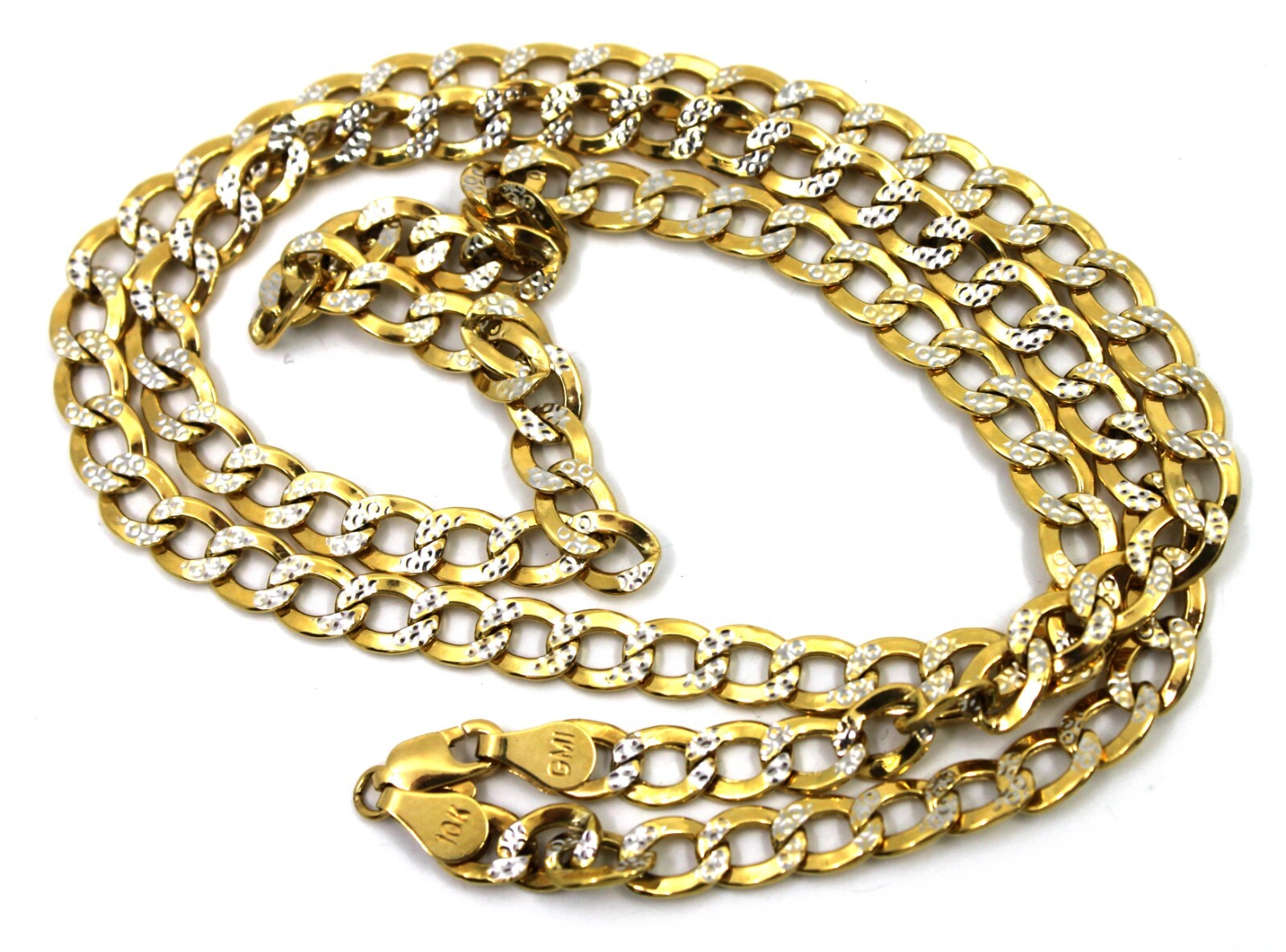 GM Curb Link Chain Necklace 5.5mm Wide 24″inch Long in 10K Real Gold