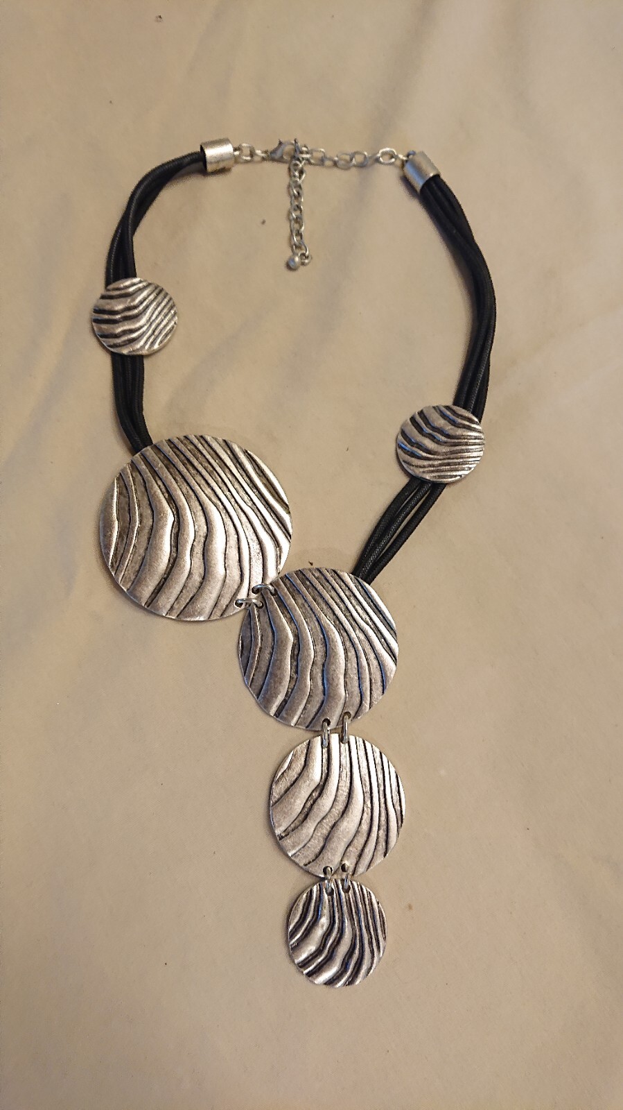 Silver And Black Statement Pendant Necklace