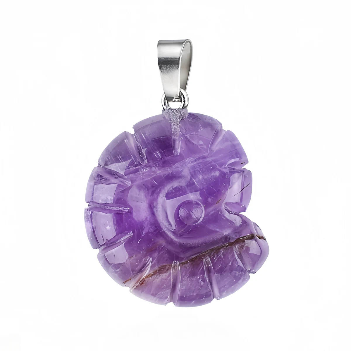 5PCS Carved Gemstone Conch Shell Pendant 25mm Crystal Ammonite Fossil Charms