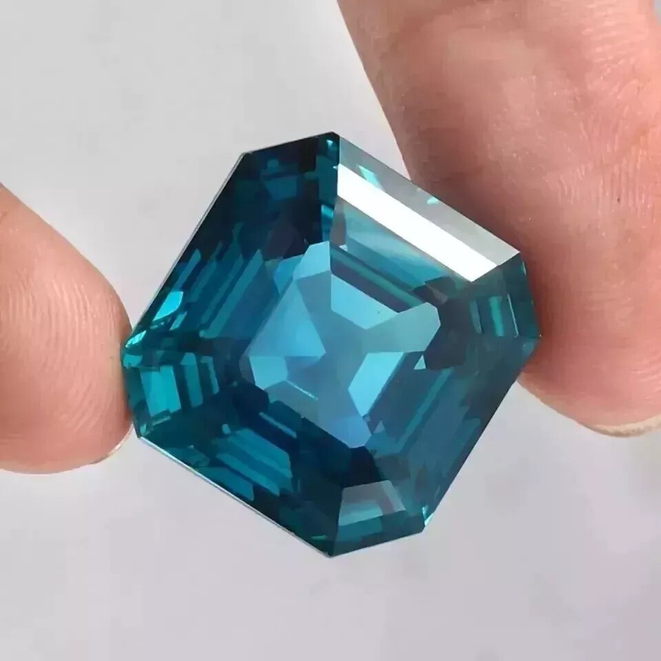 VVS Blue Green Sapphire Asscher Cut 10-12Ct Natural Certified Loose Gemstone