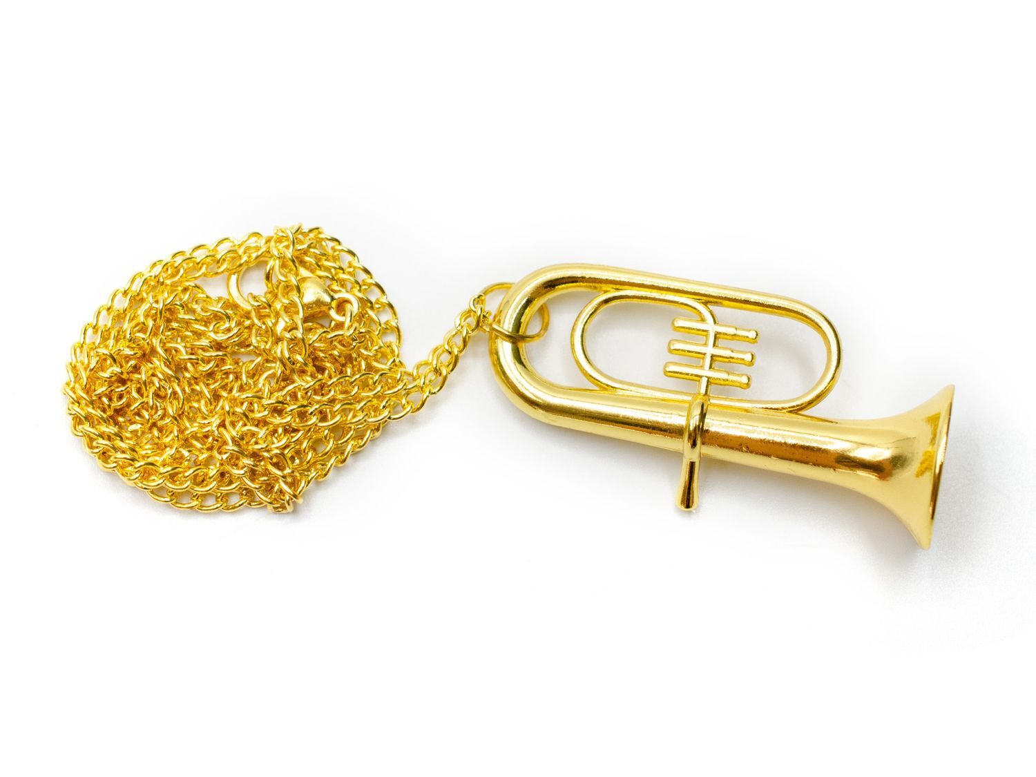 Tuba Necklace Miniblings Tenorhorn Tubas 60cm + Box gold-plated