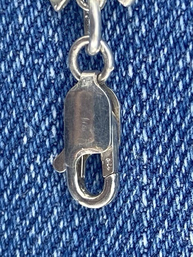 Sterling Silver 925 Vintage Western Charm Bracelet Cable Chain 7.25in