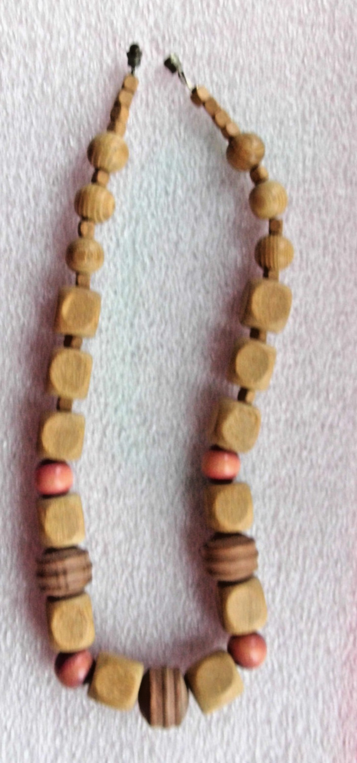 Wood Bead Necklace – Multi Shape & Color approx. 18″ w/ Barrel Clasp -More Below