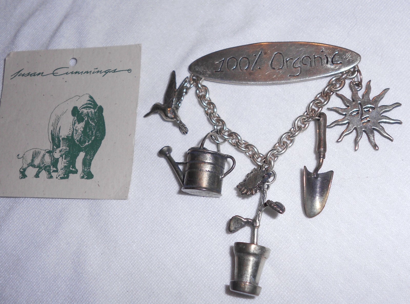 Susan Cummings Sterling “100% Organic” Gardening Sunshine Flowers Pin Broach UD5