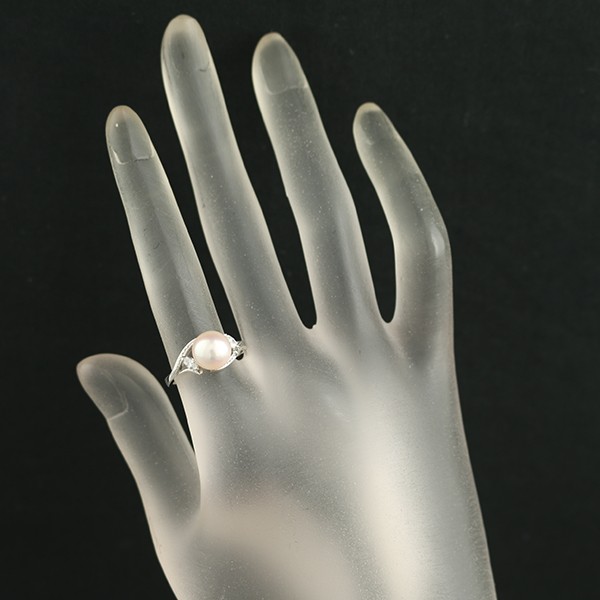 Auth TASAKI Ring Akoya Pearl 8.3mm Diamond 0.13ct Marquise US6-6.25 Pt 900