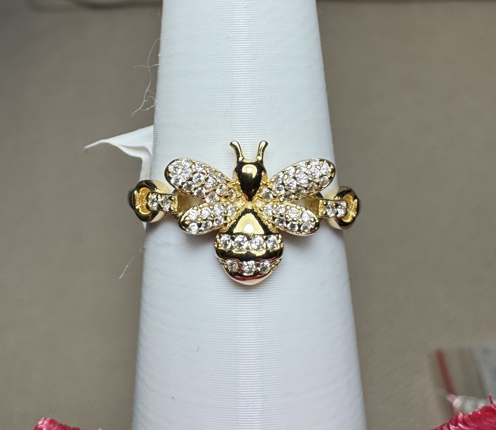 Bomb Party Vermeil Bee Size 9 “All Hail The Queen” .925 Sterling w/ 12K Gold