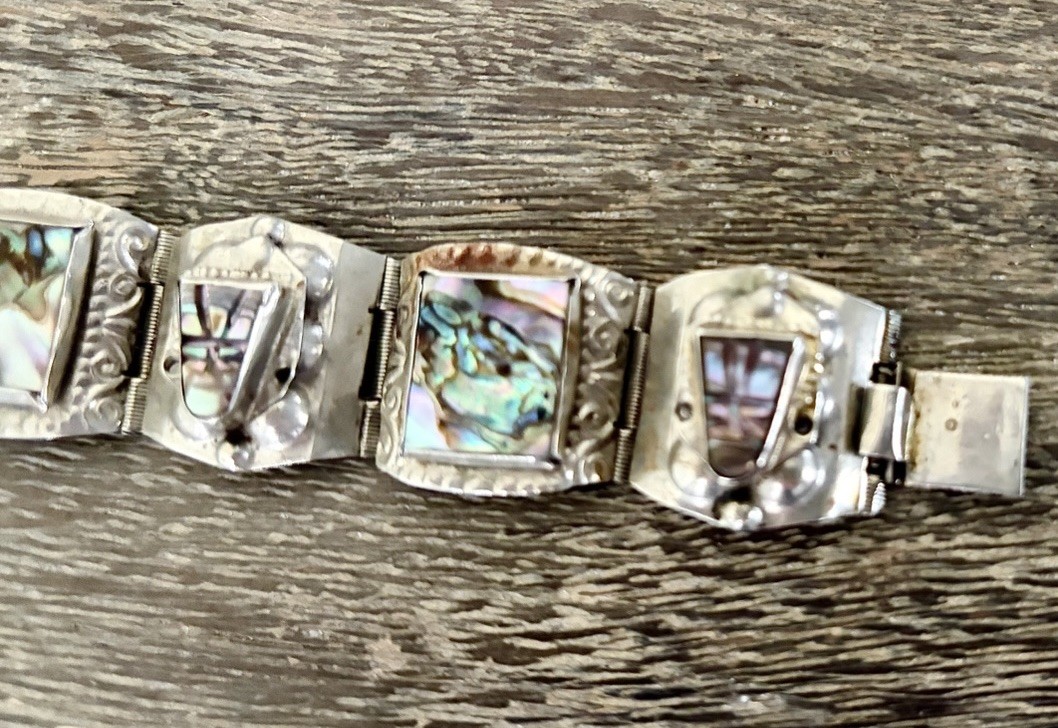 Silver Abalone Shell Bracelet Hecho En Mexico