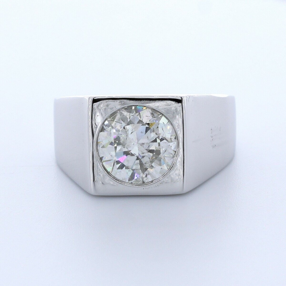 4ct Natural Diamond H/SI2 Very Good Cut Round Brilliant 18K White Gold Bezel Set