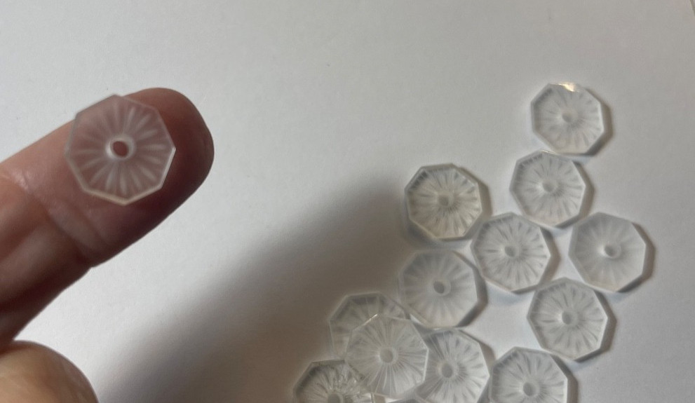 ANTIQUE CAMPHOR FROSTED GLASS ROUND CUT CENTER HOLE 2.5MM 13X3.5MM WHOLESALE