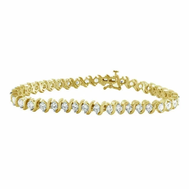Women’s Tennis Bracelet 7.25″ 5.00 Ct Lab Created Diamond 10K Yellow Gold Plated