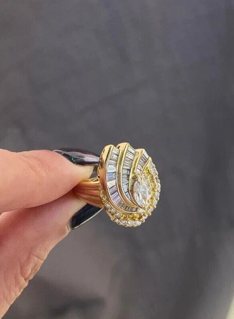 Wedding Anniversary Promise Ring 14K Yellow Gold Plated Simulated Diamond