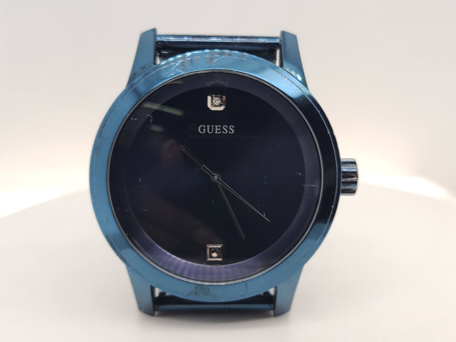 Guess Iconic Diamond Blue Dial Mesh Band Mens Watch U0297G2 for PARTS/REPAIR