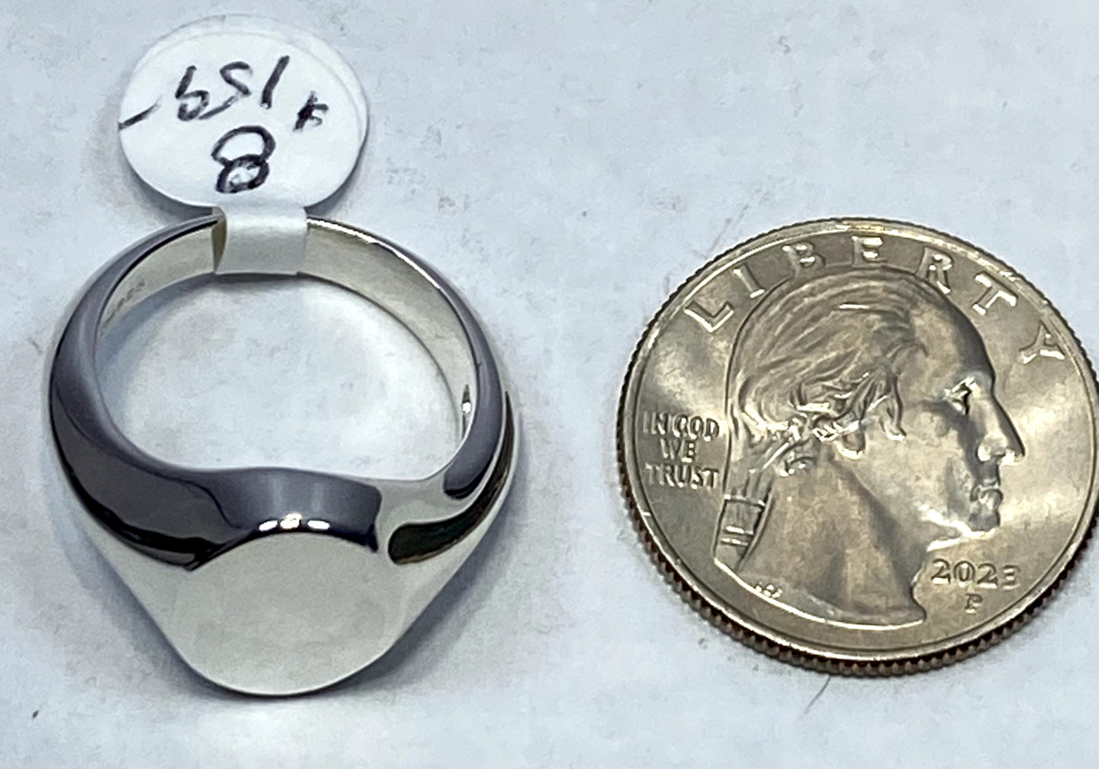 Kit Heath Sterling Silver Curve Signet Ring Size NWT Gift Box 8 7g