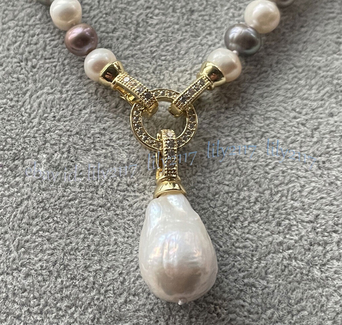 Natural White Gray Freshwater Pearl Keshi Baroque Pearl Drop Pendant Necklace