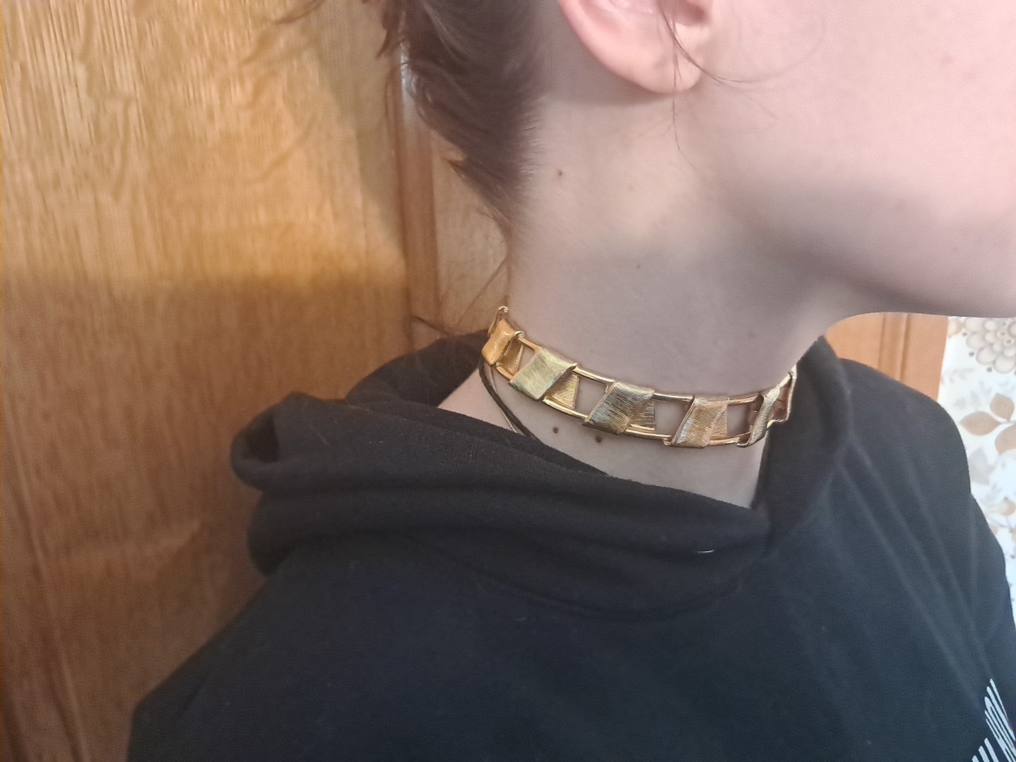Mcm Brushed Gold Tone Necklace Unsigned.