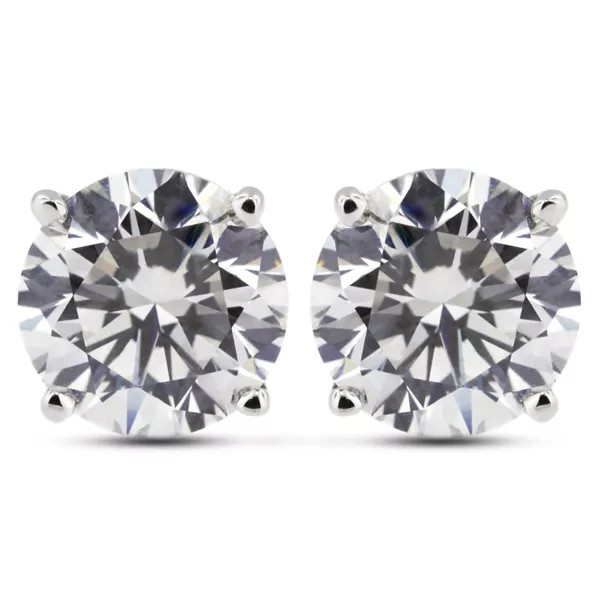 Classic Stud Earrings Solid 14K White Gold 3.75 CT Round Natural Diamond G SI1