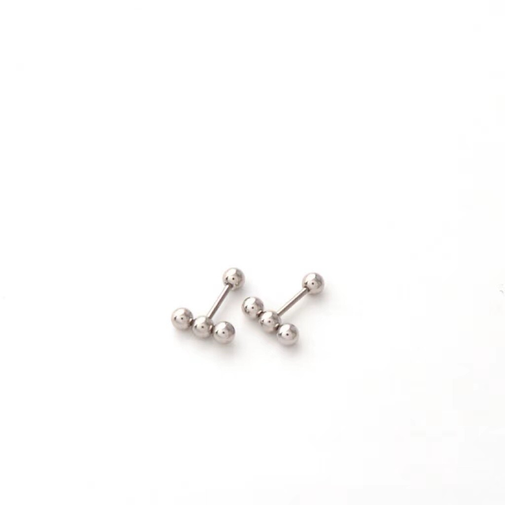Silver Gold Small Ball Bar Screw Back Stud Earrings Women Surgical Steel Jewelry