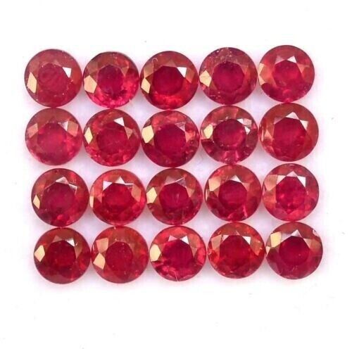 10.40 Ct 20 Pcs Natural Red Ruby 4mm Round Cut Loose Gemstone Certified G06