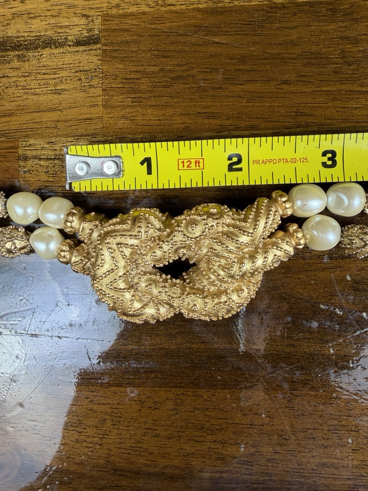 Franklin Mint Mary McFadden Beaded Pearl Necklace 1988 Etruscan Gold Plated