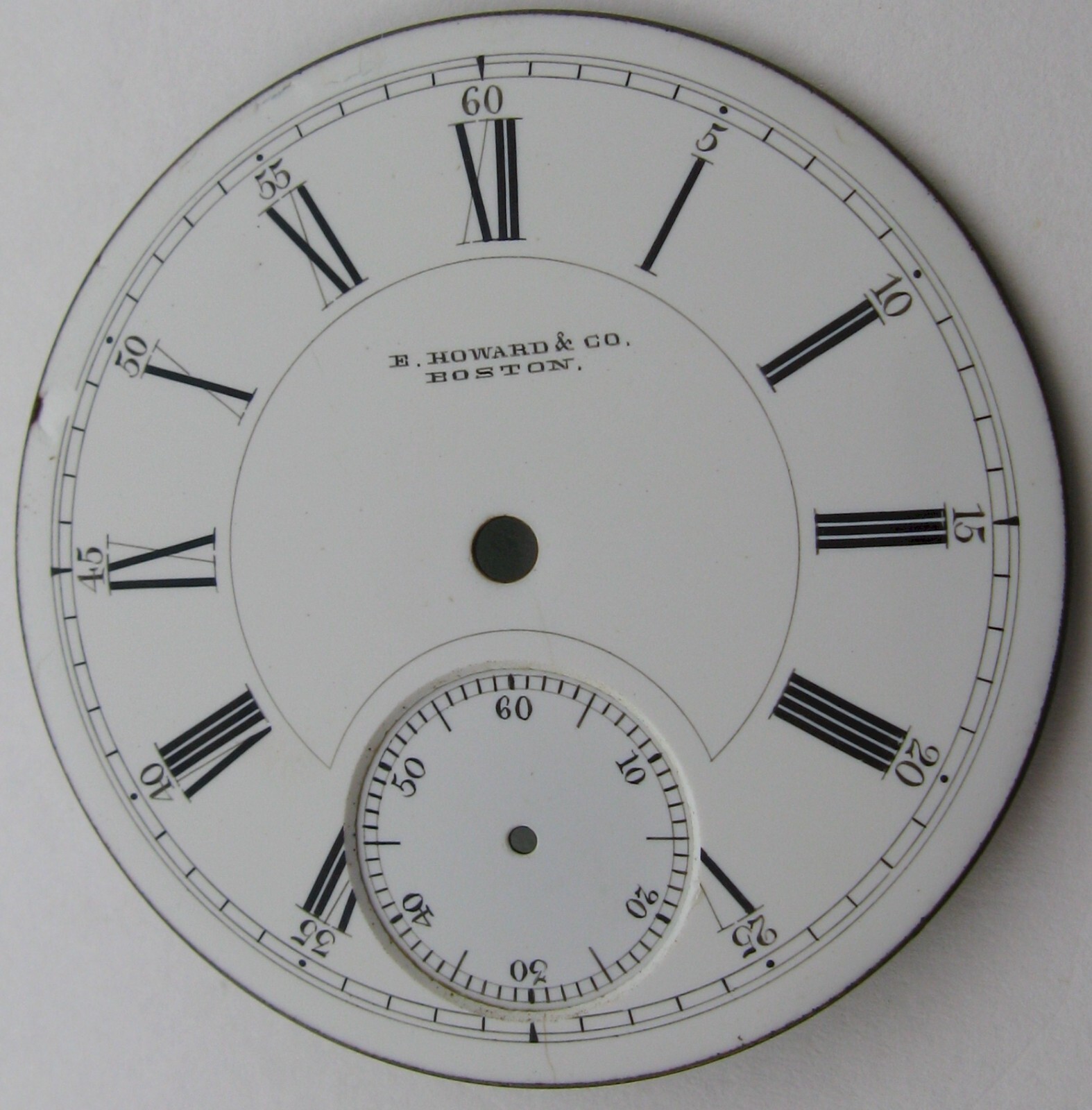 Pocket Watch Howard Boston 18s porcelain chipped DIAL diameter 45.4 mm for parts