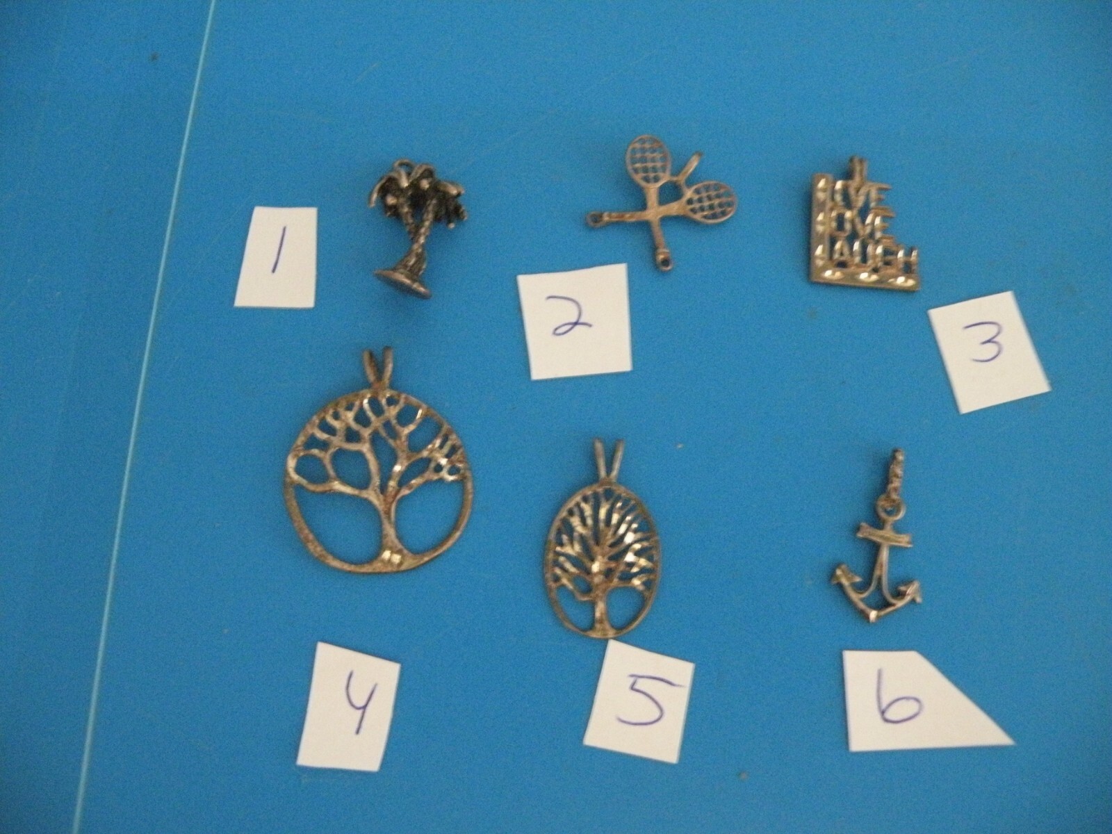 Sterling silver Vtg Charm Jewelry Palm tree Tennis Live laugh Tree life PICK 1 T