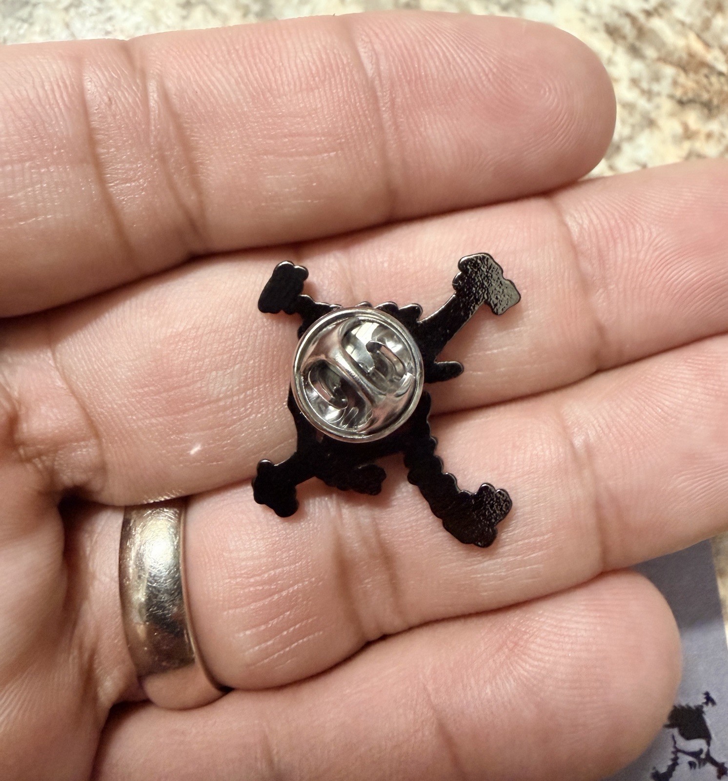 Oakley Skull Logo Metal Pin Glossy Black Enamel, Free Decal w/ Purchase