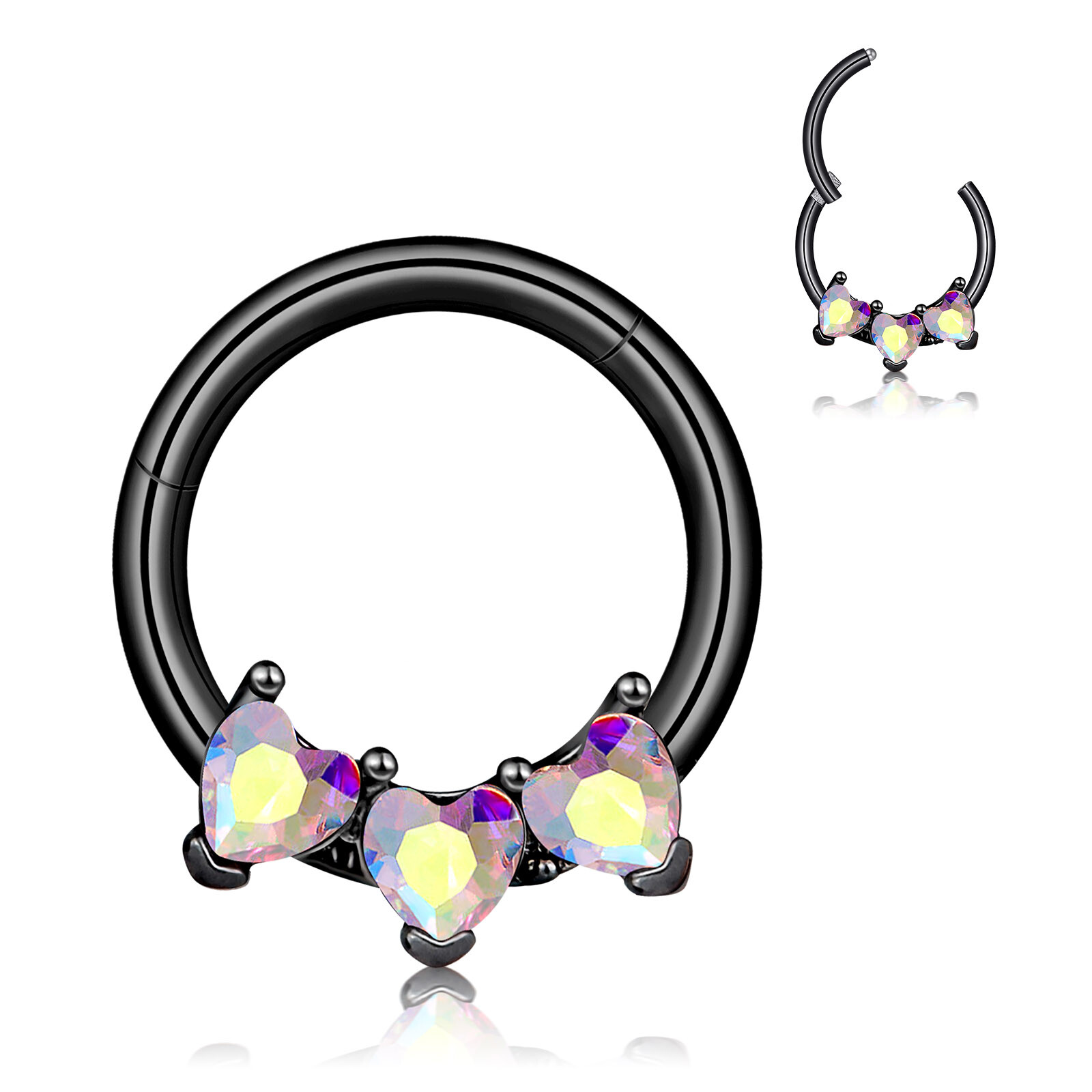 Assorted Septum Clicker Hinged Segment Ring Surgical Steel Nose Ring Hoop 16G