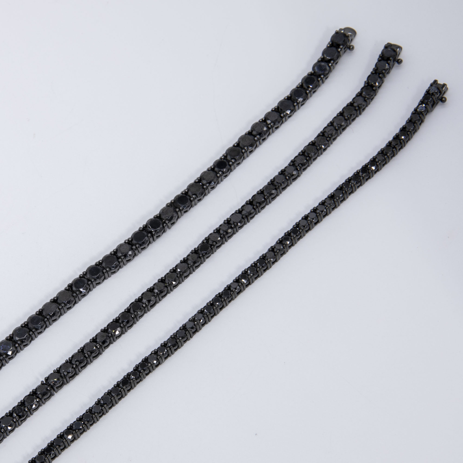 Shiny Black Tennis Chain Necklace Sterling Silver 925
