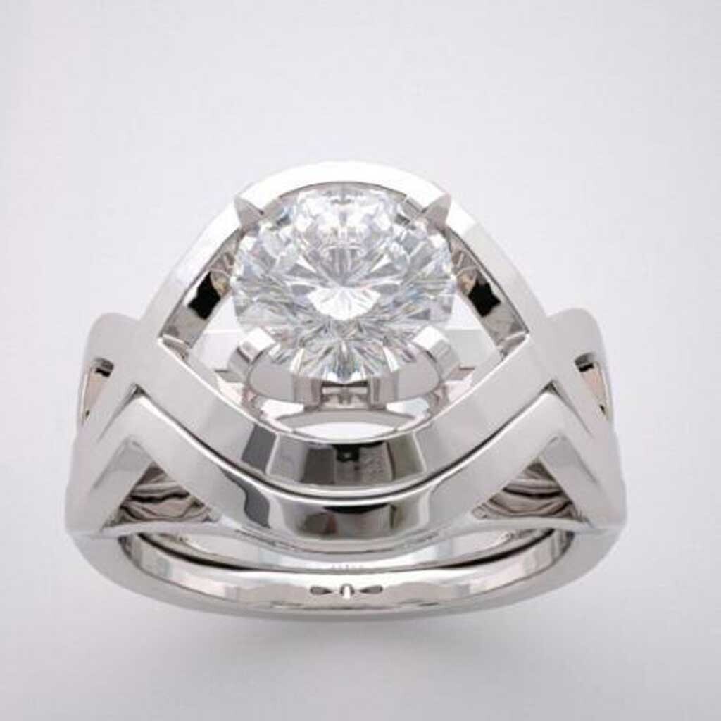 2Ct White Round Cut CZ Bridal Wedding Ring Set In Solid 925 Sterling Silver