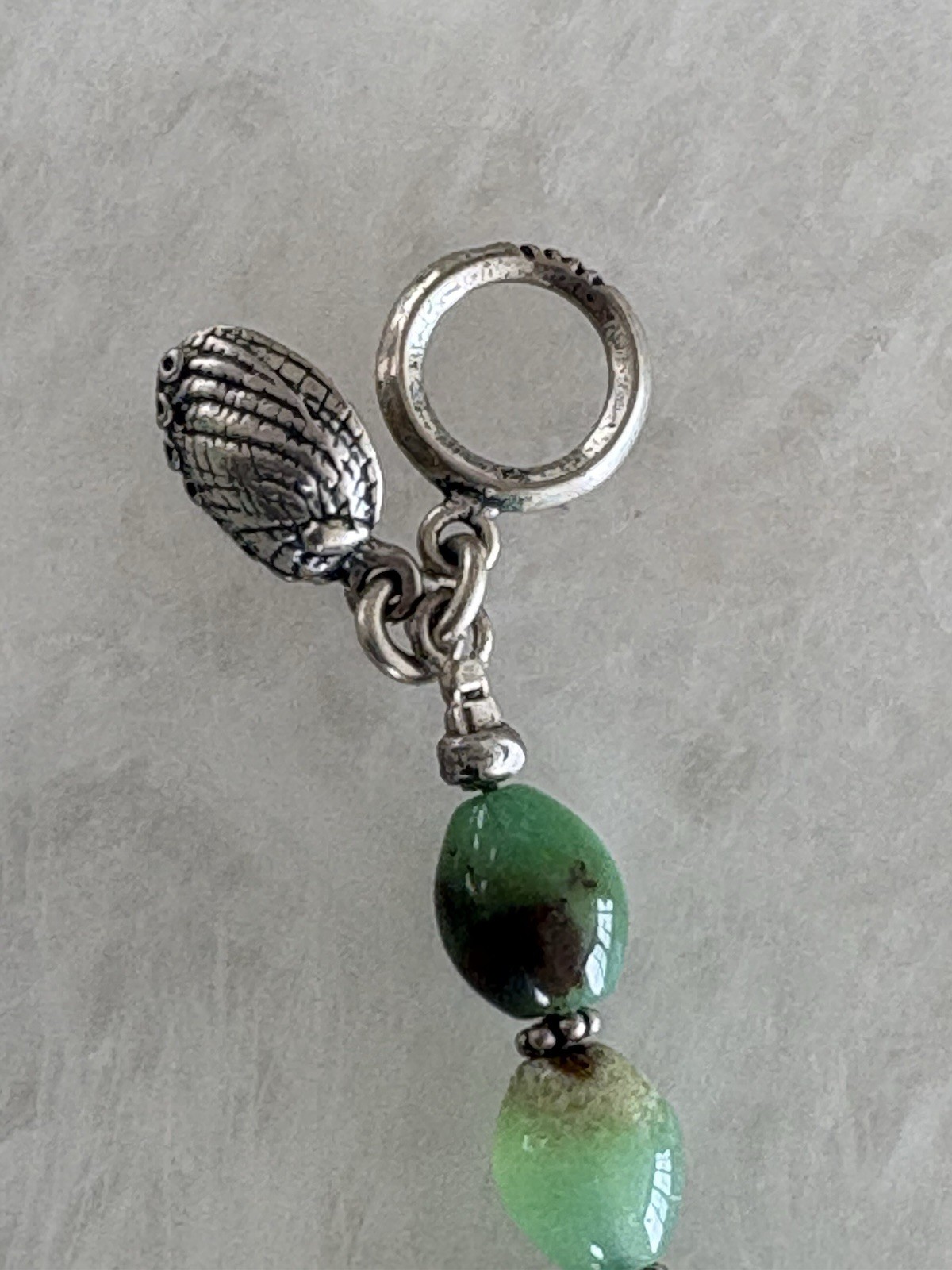 CHRYSOPRASE BEADED NECKLACE – Sterling Silver 925 – Artisan Shell Tag – NEW