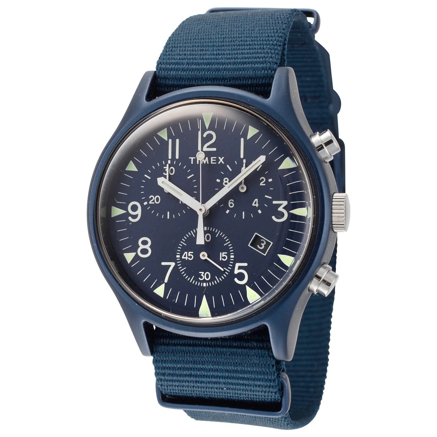 Timex TW2R67600 MK1 Men’s Analog Chronograph Round Watch Blue Nylon Strap